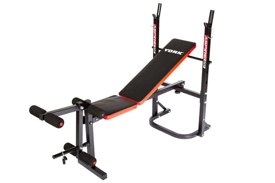 YORK Aspire 120 Flat to Incline/Folding Bench with Leg Curl