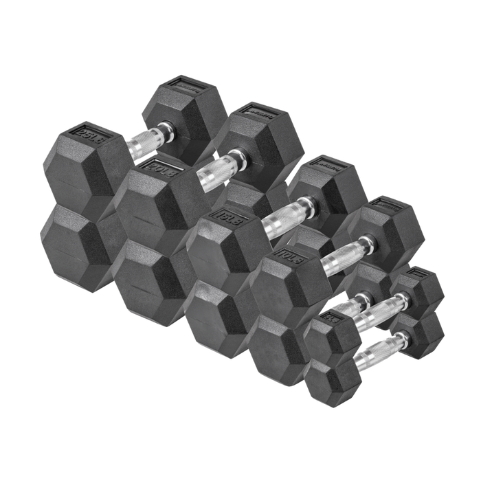 Lifeline Hex Rubber Dumbbell Fitness Training Weight Set SKU: LLHRDSET