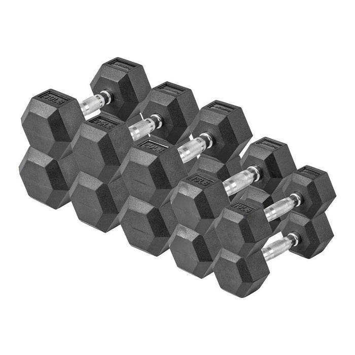 Lifeline Hex Rubber Dumbbell Fitness Training Weight Set SKU: LLHRDSET