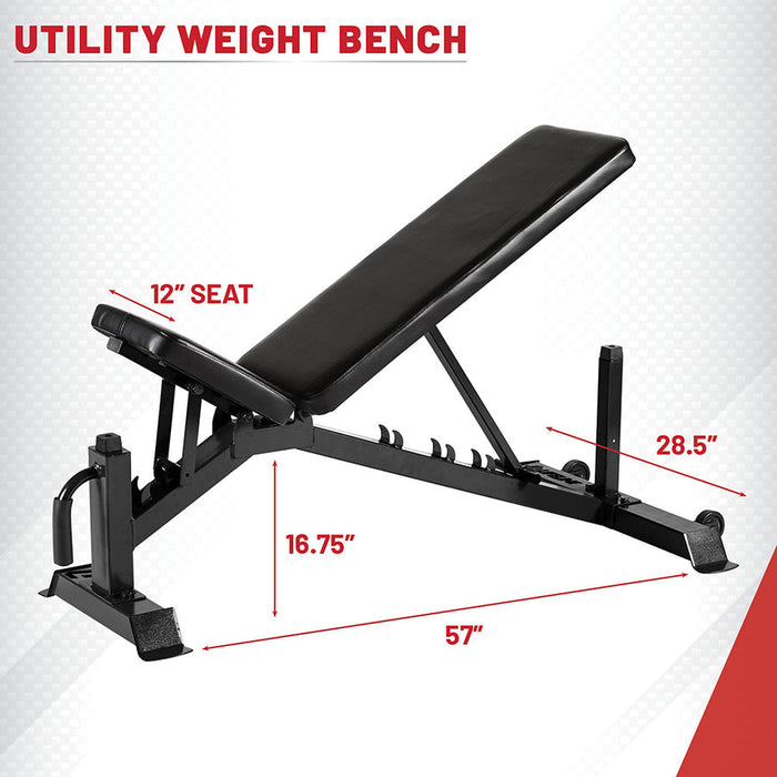 Lifeline Adjustable Weight Bench – For Weightlifting and Strength Training SKU: LLUWB-BLK